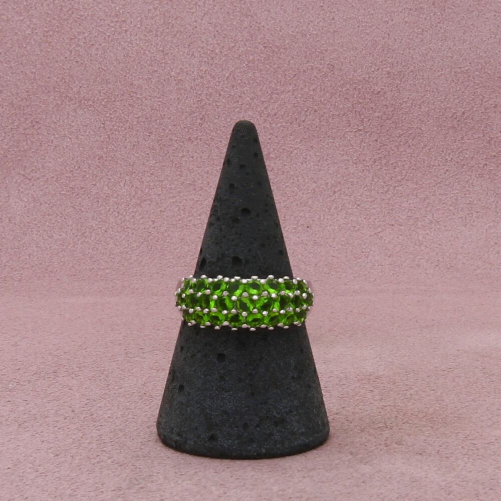 sterling silver pave green cz ring size 7.75